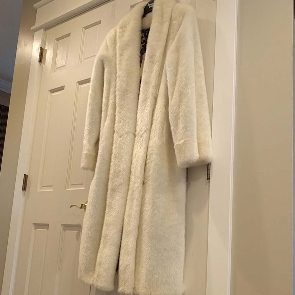 White Dennis Basso Faux Fur Coat